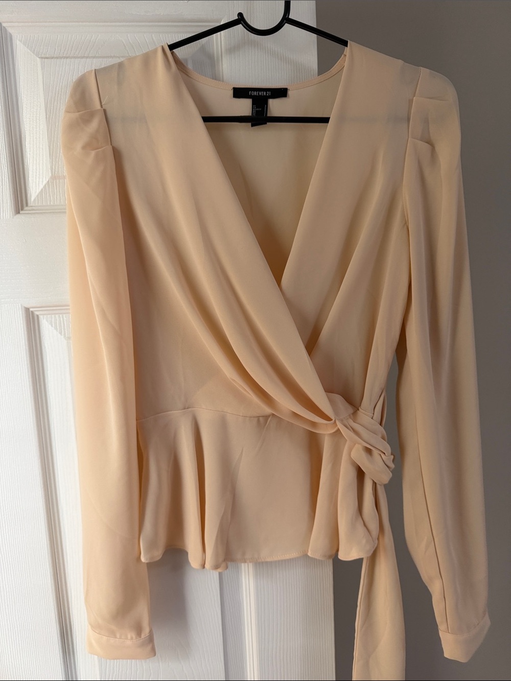 Cream Wrap Peplum Blouse